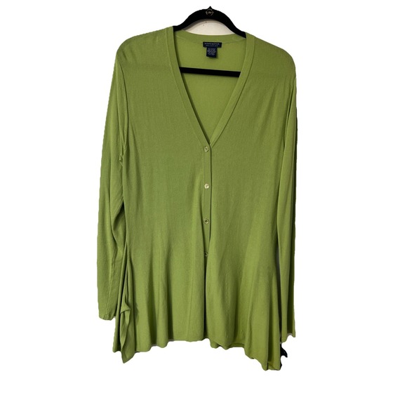 Doncaster Sweaters - Doncaster Collection Sz Large Green Knit Cardigan Sweater $325 Asymmetrical